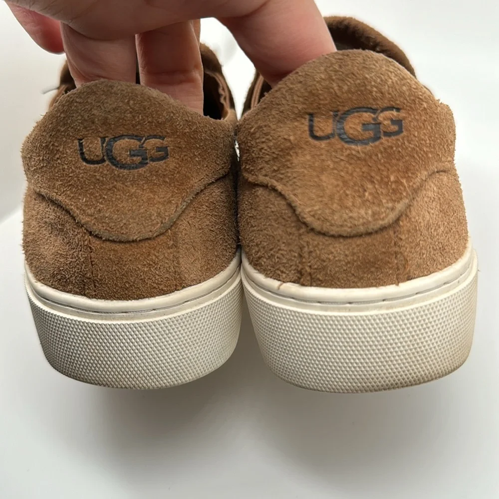 UGG Women's Jass Leather Brown Tan Suede Slip-On Sneakers Shoes‎ Size 7.5